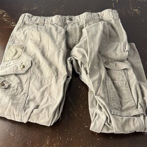 Carhartt Cargo Pants 38x30 Khaki Relaxed Fit 100% Cotton Metal Snap Pockets